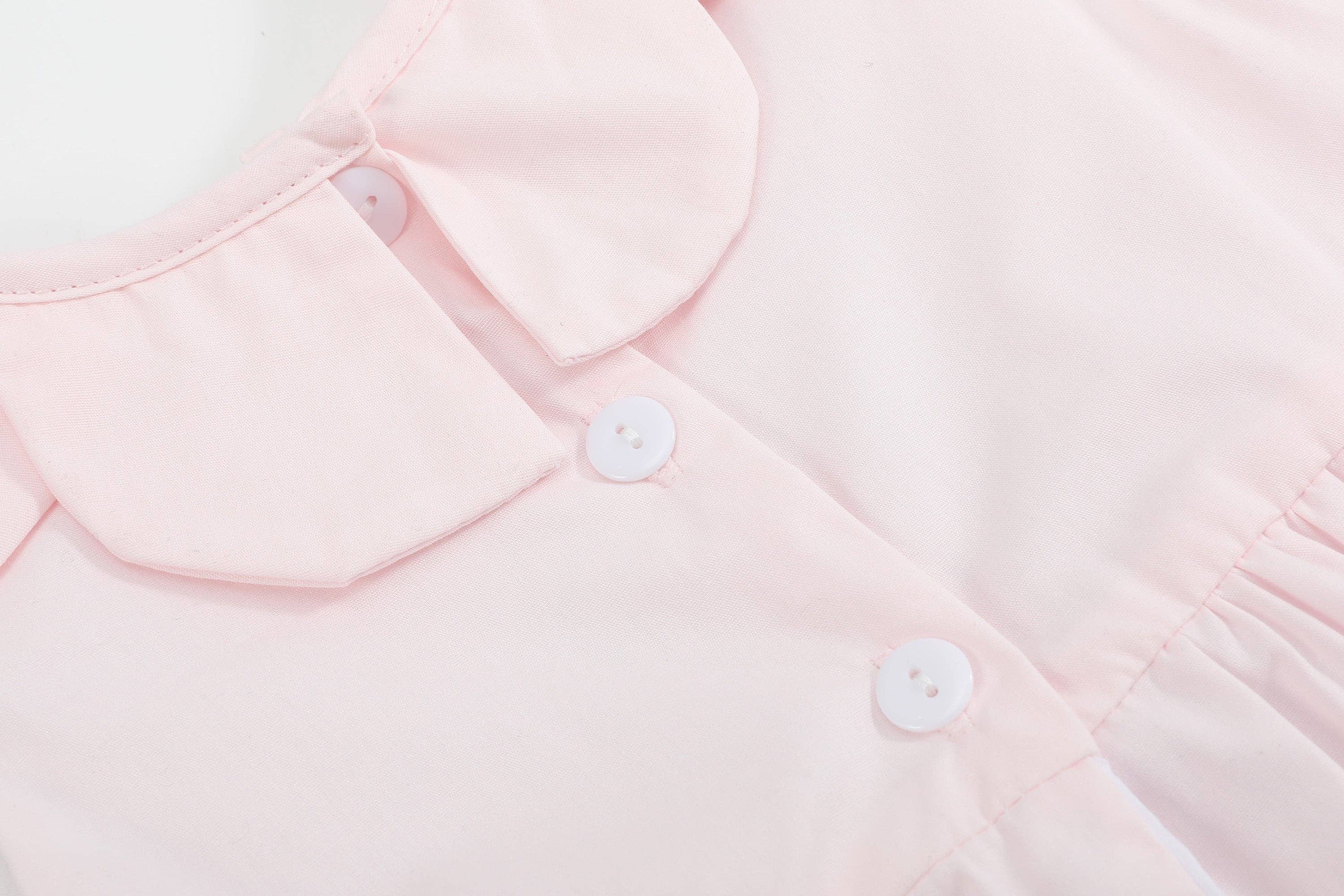 Pink Petal Collared Smocked Bubble Romper