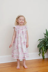 Rose Floral Print Bishop Dress