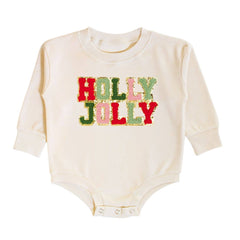Holly Jolly Patch Christmas Long Sleeve Romper - Baby