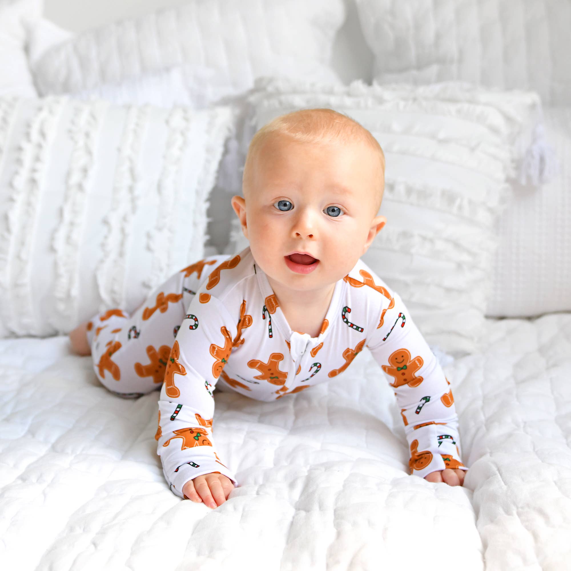 Fritz Gingerbread ZIP Christmas Bamboo Baby One Piece Outfit