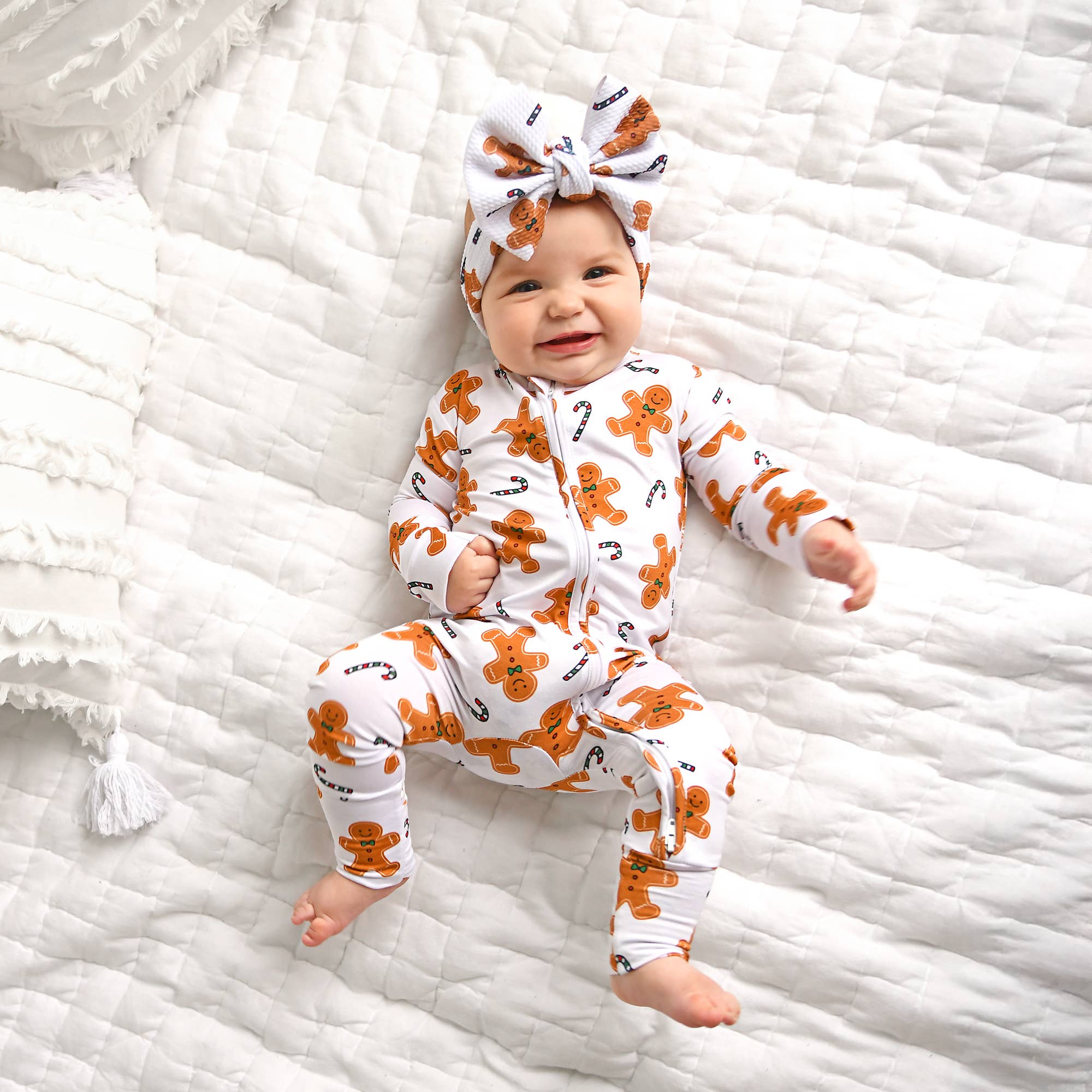 Fritz Gingerbread ZIP Christmas Bamboo Baby One Piece Outfit