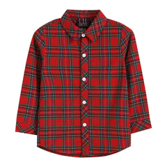 Red and Green Tartan Boy Dress Shirt: Red / 3T