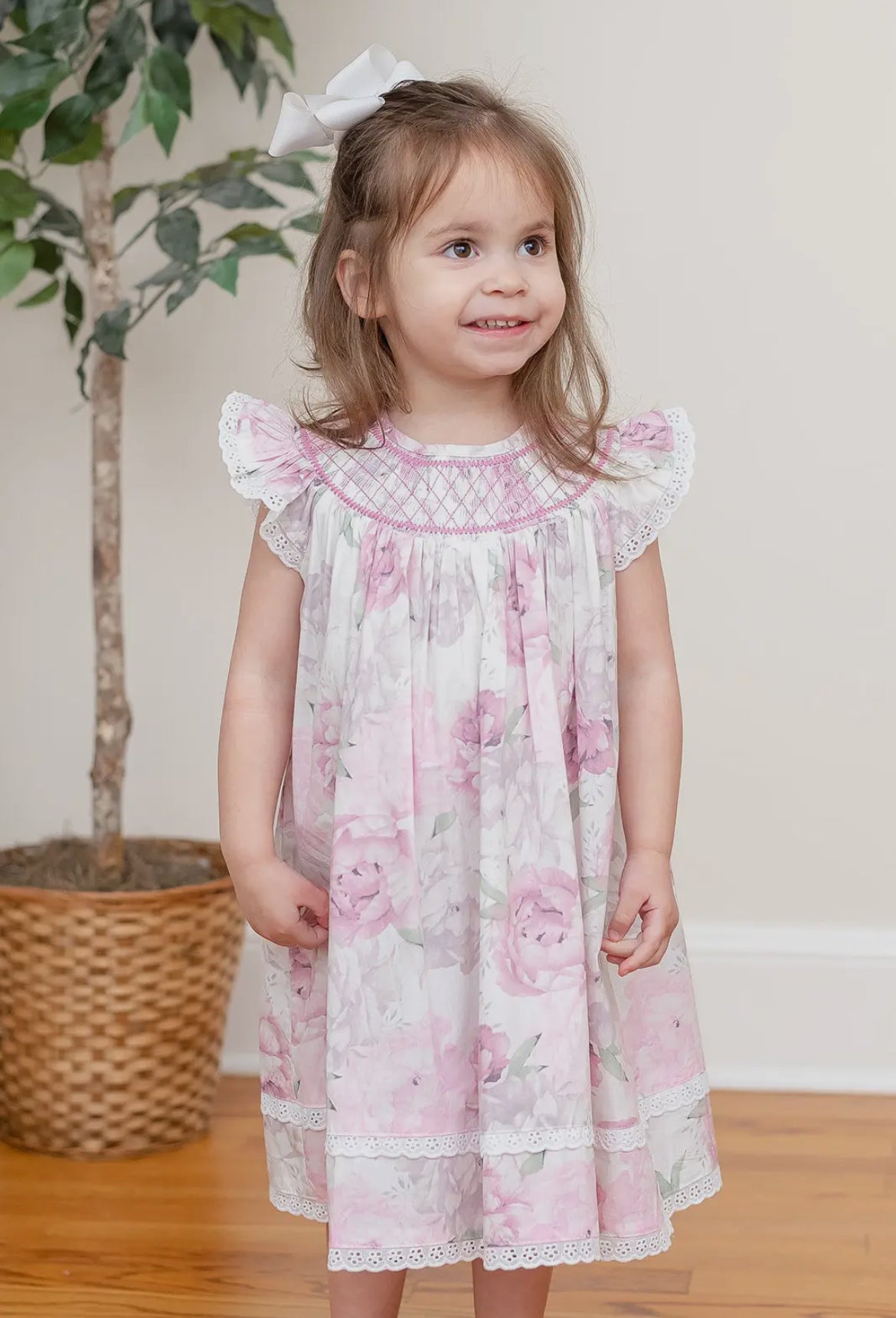 Rose Floral Print Bishop Dress