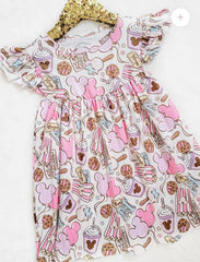 Girl Fun Character Print Dress -Pastel Sweet Treats
