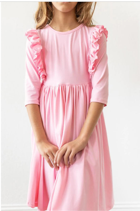 Bubblegum Pink Ruffle Twirl Dress