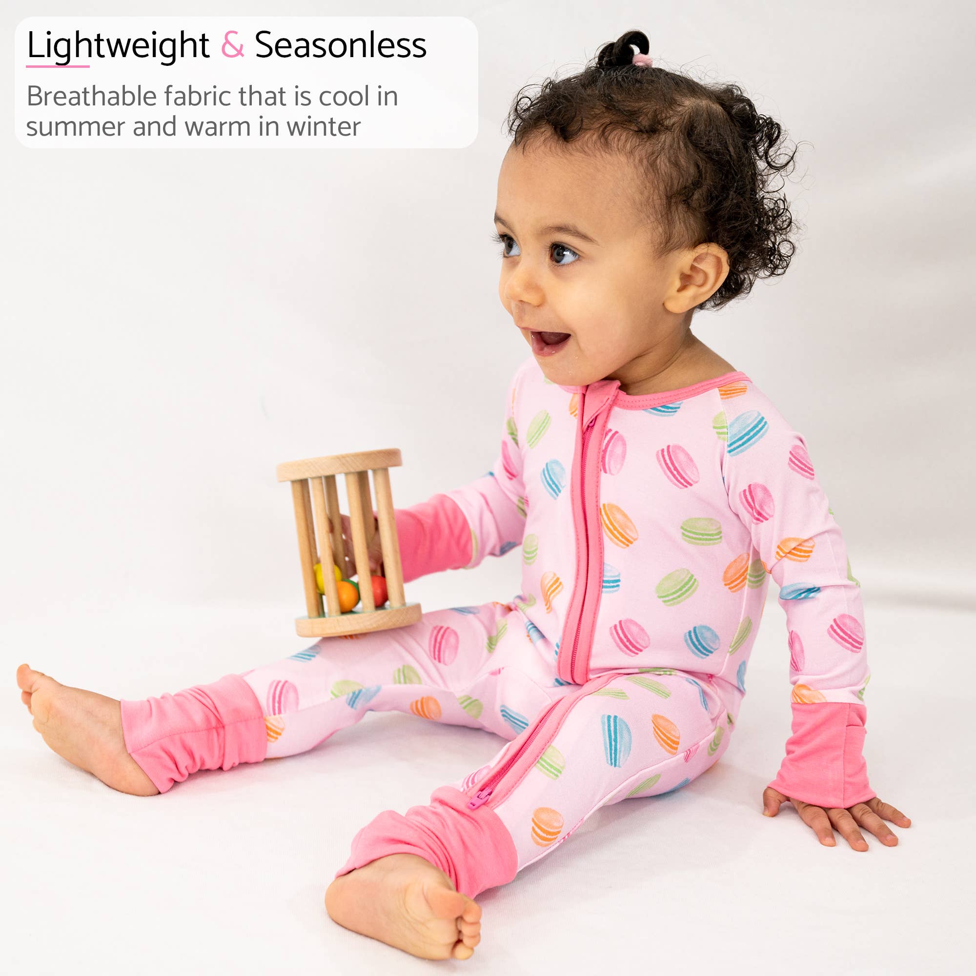Le Macaron Baby Bamboo Pajamas , 2 Way Zipper