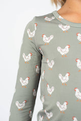 Sage Chickens Toddler/Youth Bamboo Pajama Set