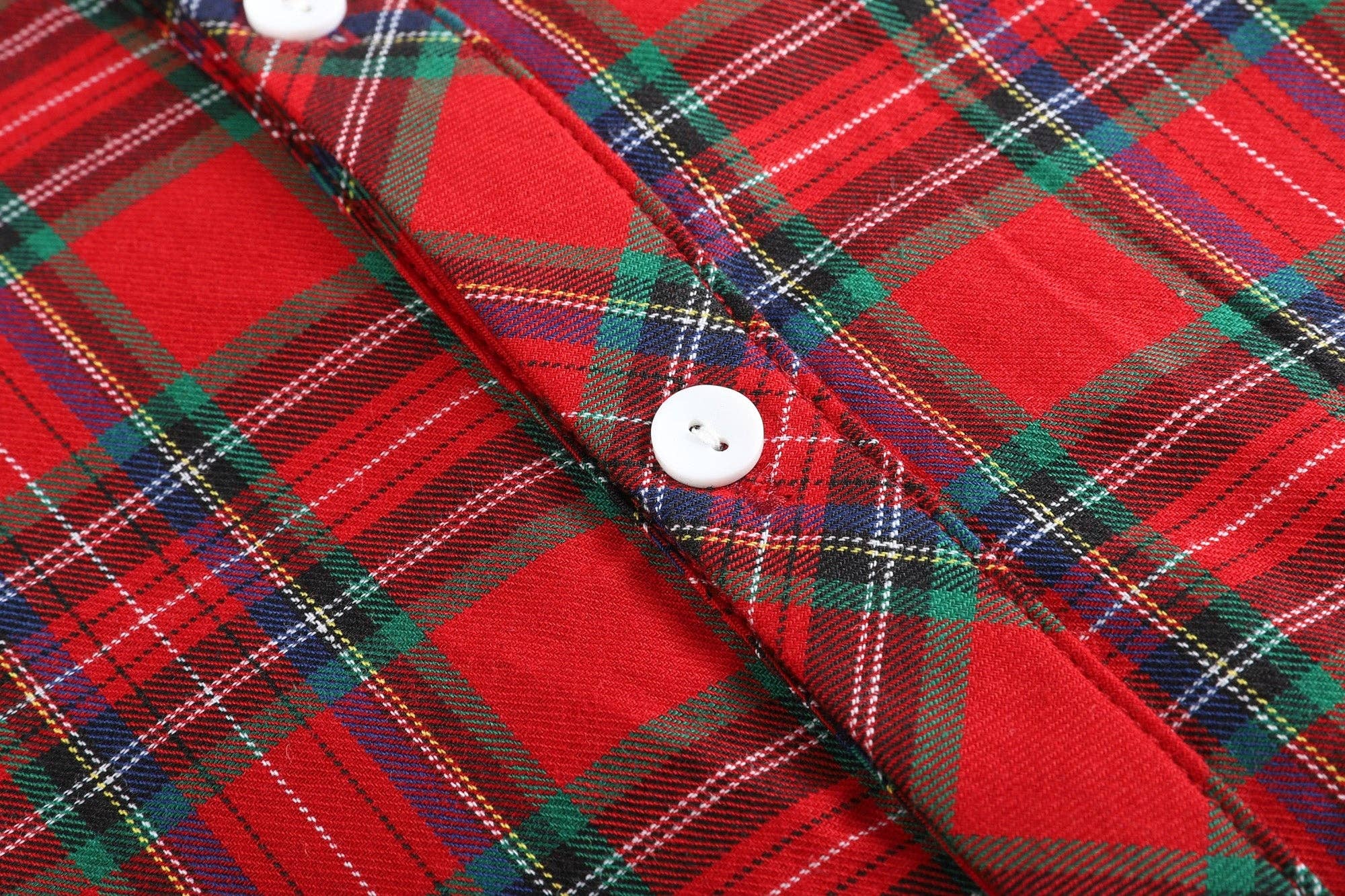 Red and Green Tartan Boy Dress Shirt: Red / 3T