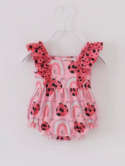 Pink Ladybug Rainbow Baby Girl Ruffle Romper