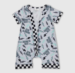 Short Sleeve Zipper Front Mama’s Boy Romper