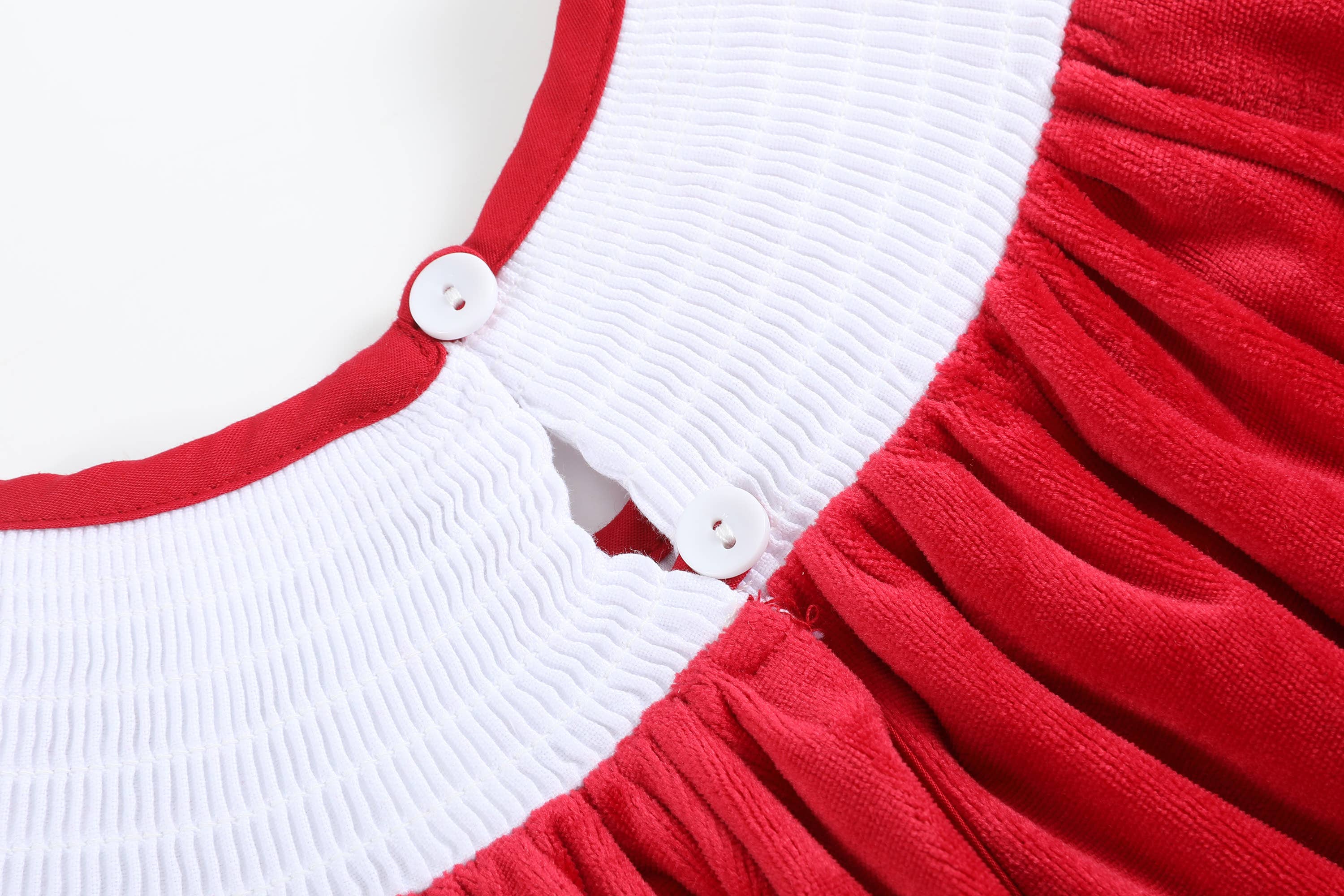 Red Velvet Christmas Nativity Smocked Bishop Dress