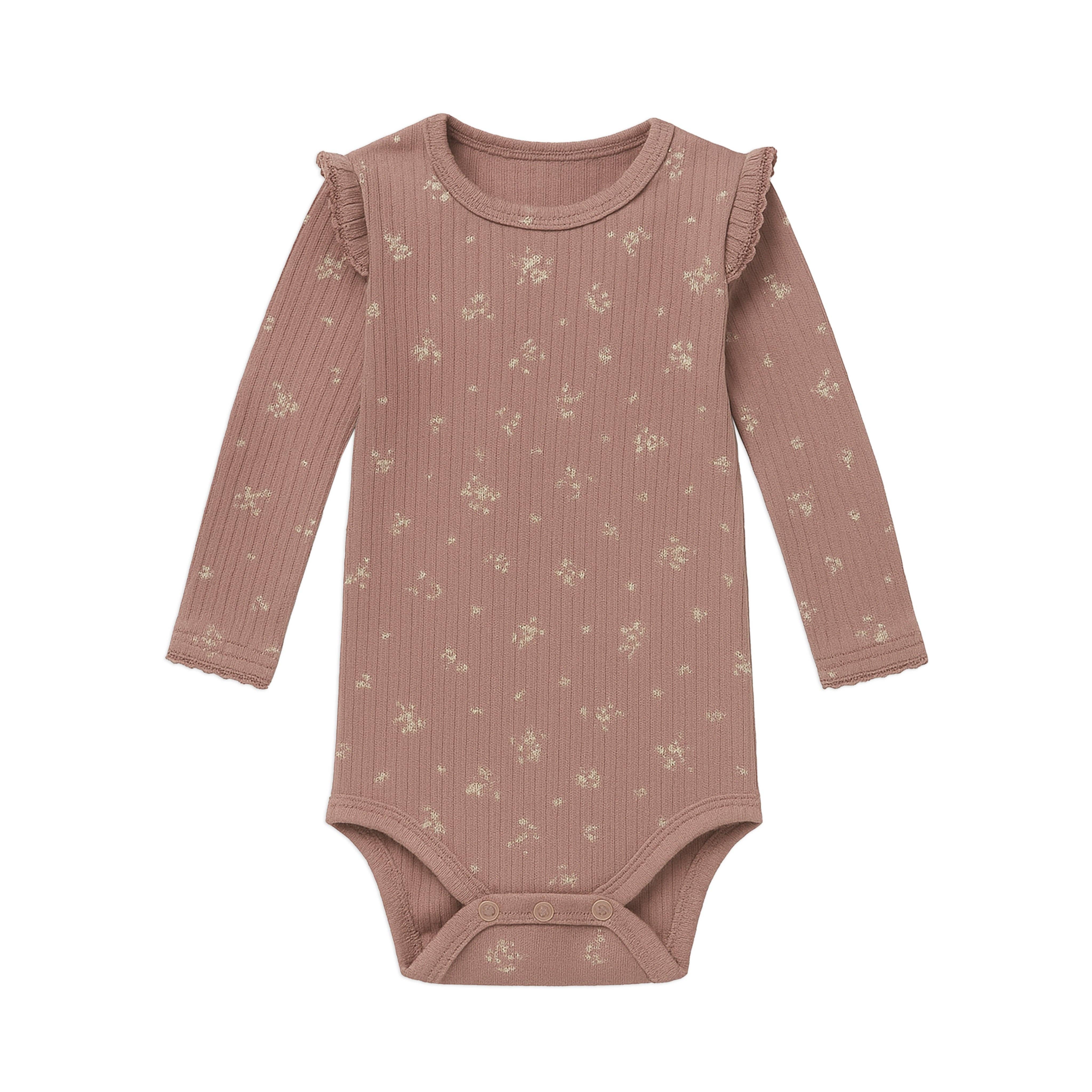 Leza Ribbed Ruffle Long Sleeve Bodysuit