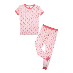 Fancy Flamingos Two-Piece Bamboo Kids Pajama Pants Set