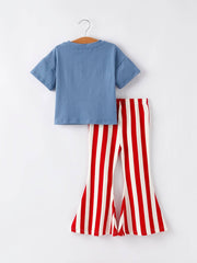 “MERICA”Top Girls Striped Bell Bottoms