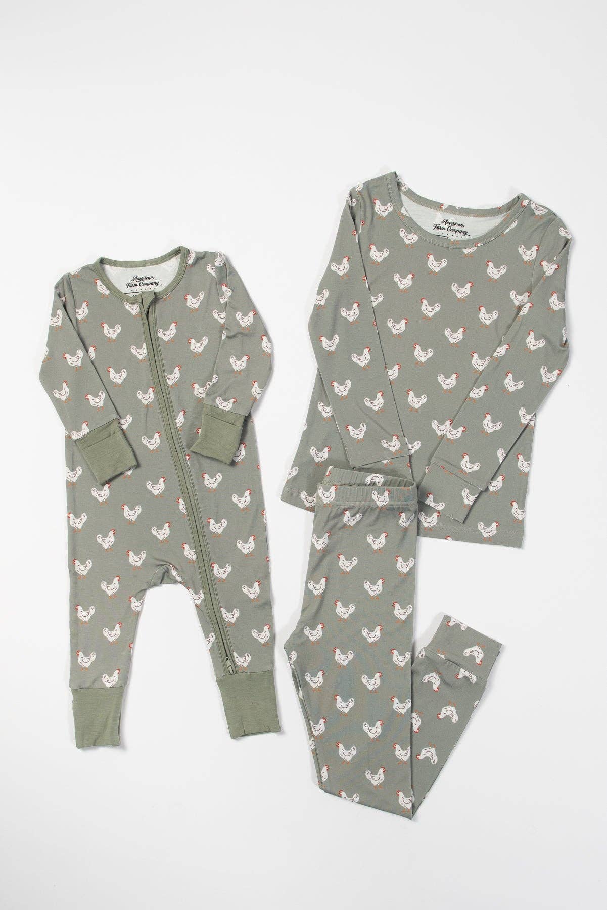 Sage Chickens Toddler/Youth Bamboo Pajama Set