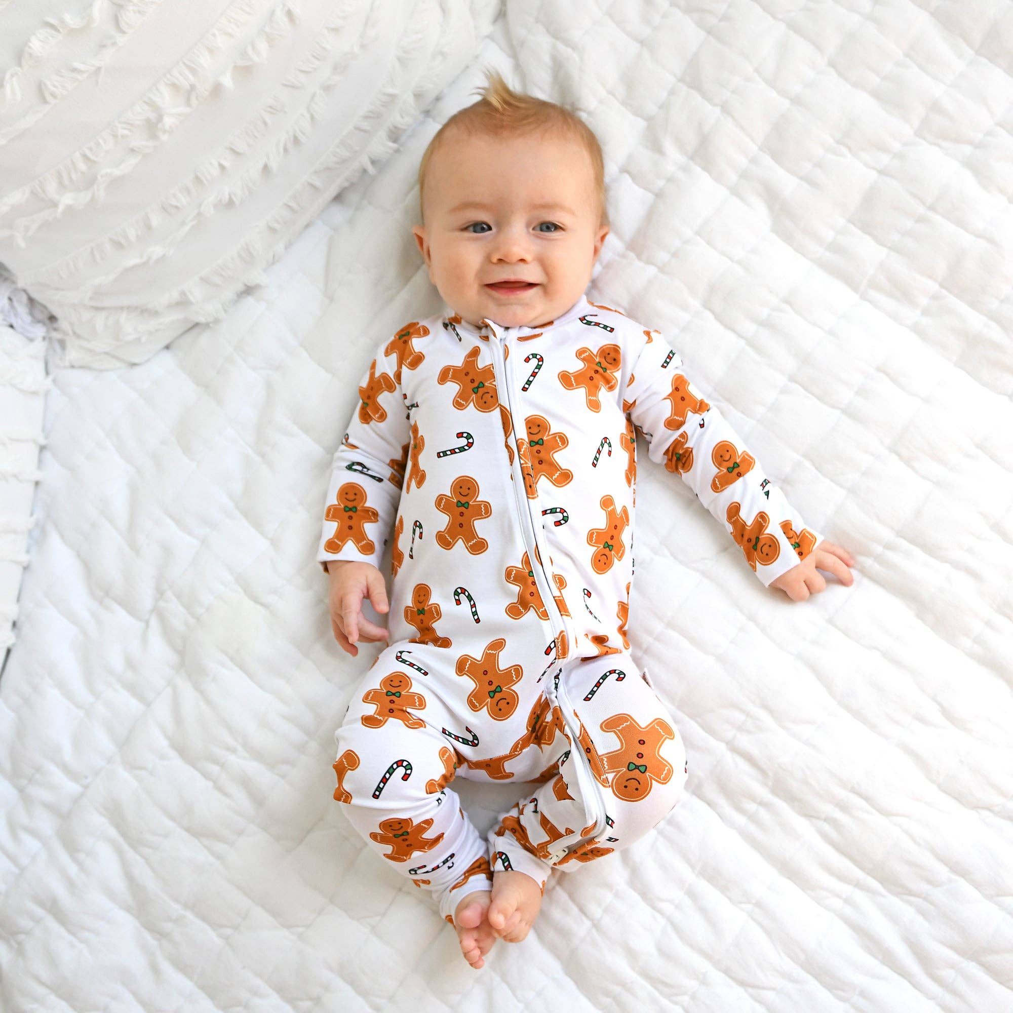 Fritz Gingerbread ZIP Christmas Bamboo Baby One Piece Outfit
