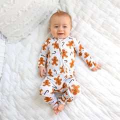 Fritz Gingerbread ZIP Christmas Bamboo Baby One Piece Outfit