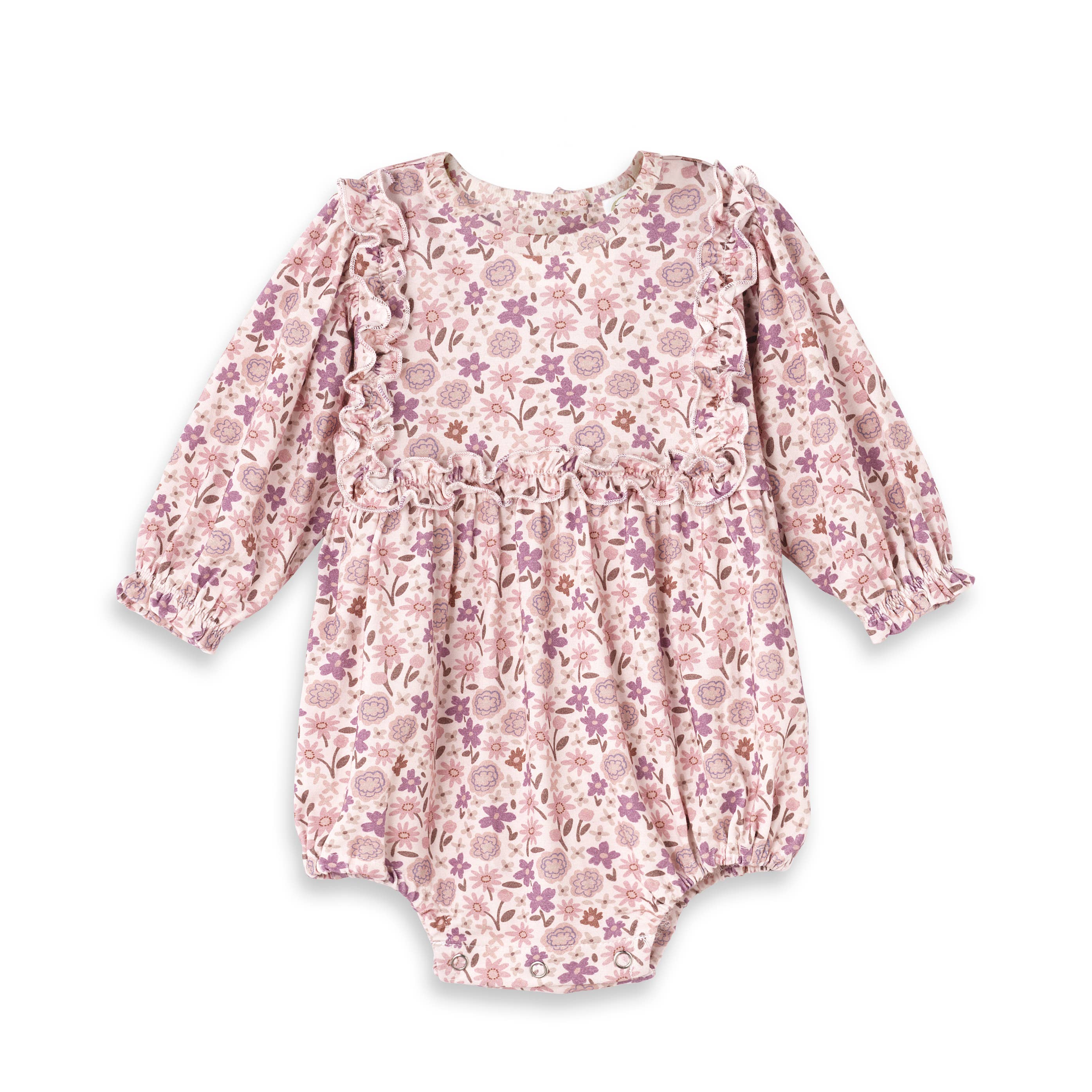 Baby Girl Ruffle Romper – Bamboo Floral Bodysuit One Piece