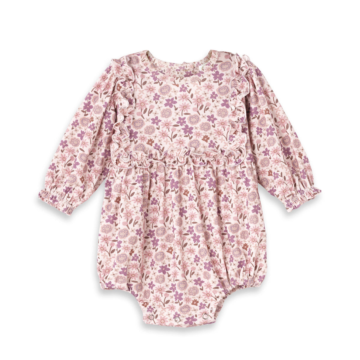 Baby Girl Ruffle Romper – Bamboo Floral Bodysuit One Piece