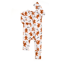 Fritz Gingerbread ZIP Christmas Bamboo Baby One Piece Outfit
