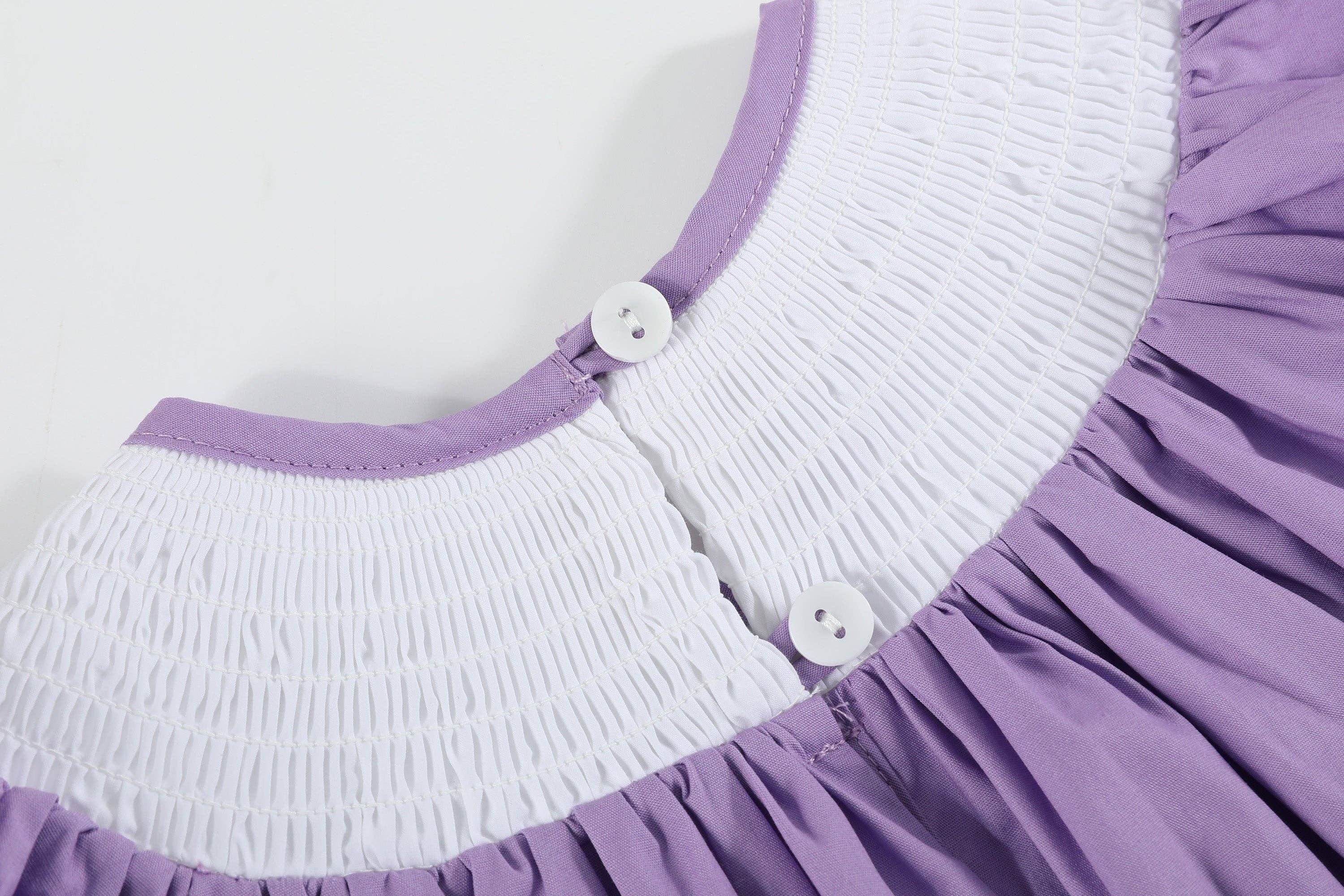 Purple Easter Bunny Smocked Bishop Dress