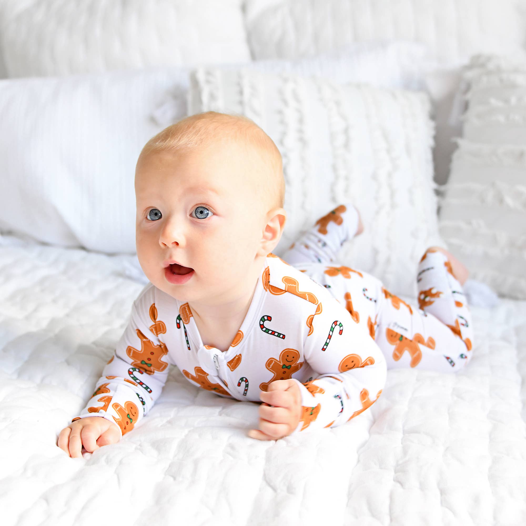 Fritz Gingerbread ZIP Christmas Bamboo Baby One Piece Outfit