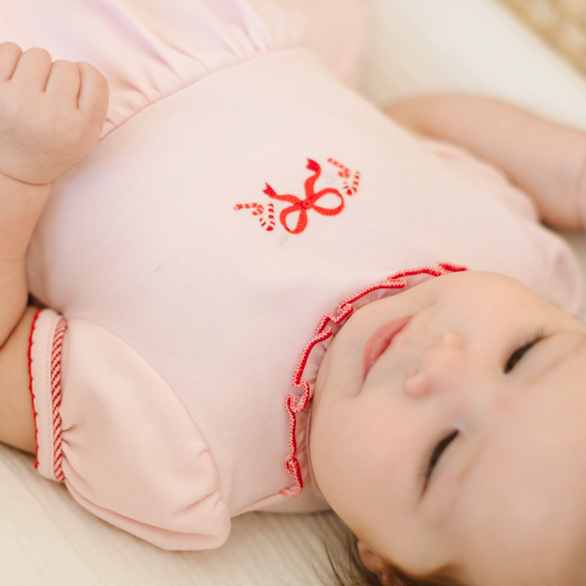 Candy Cane Lane Embroidered Short Sleeve Bubble