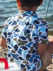 Boys Fish Camo Catch Knit Short Sleeve Performance Polo