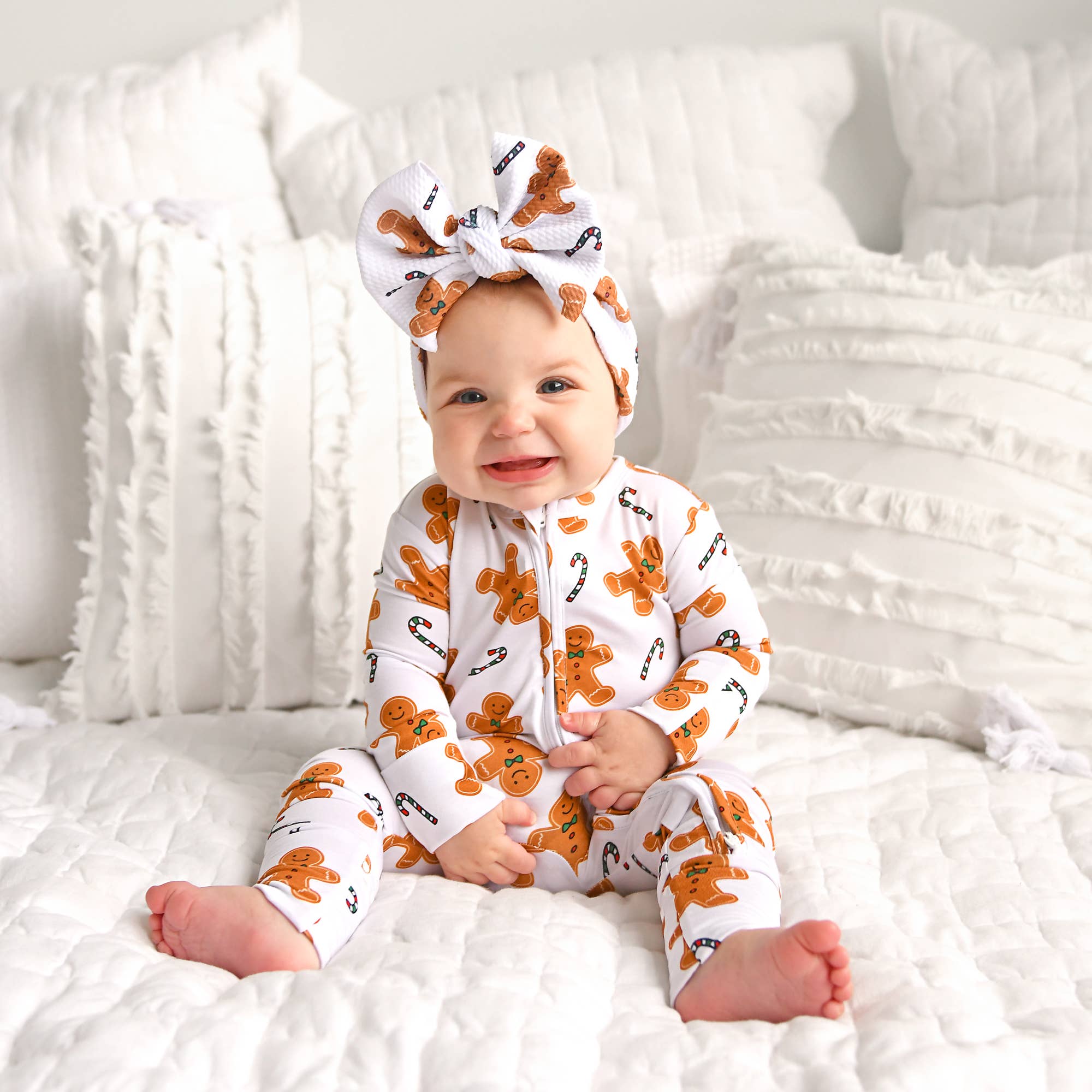 Fritz Gingerbread ZIP Christmas Bamboo Baby One Piece Outfit
