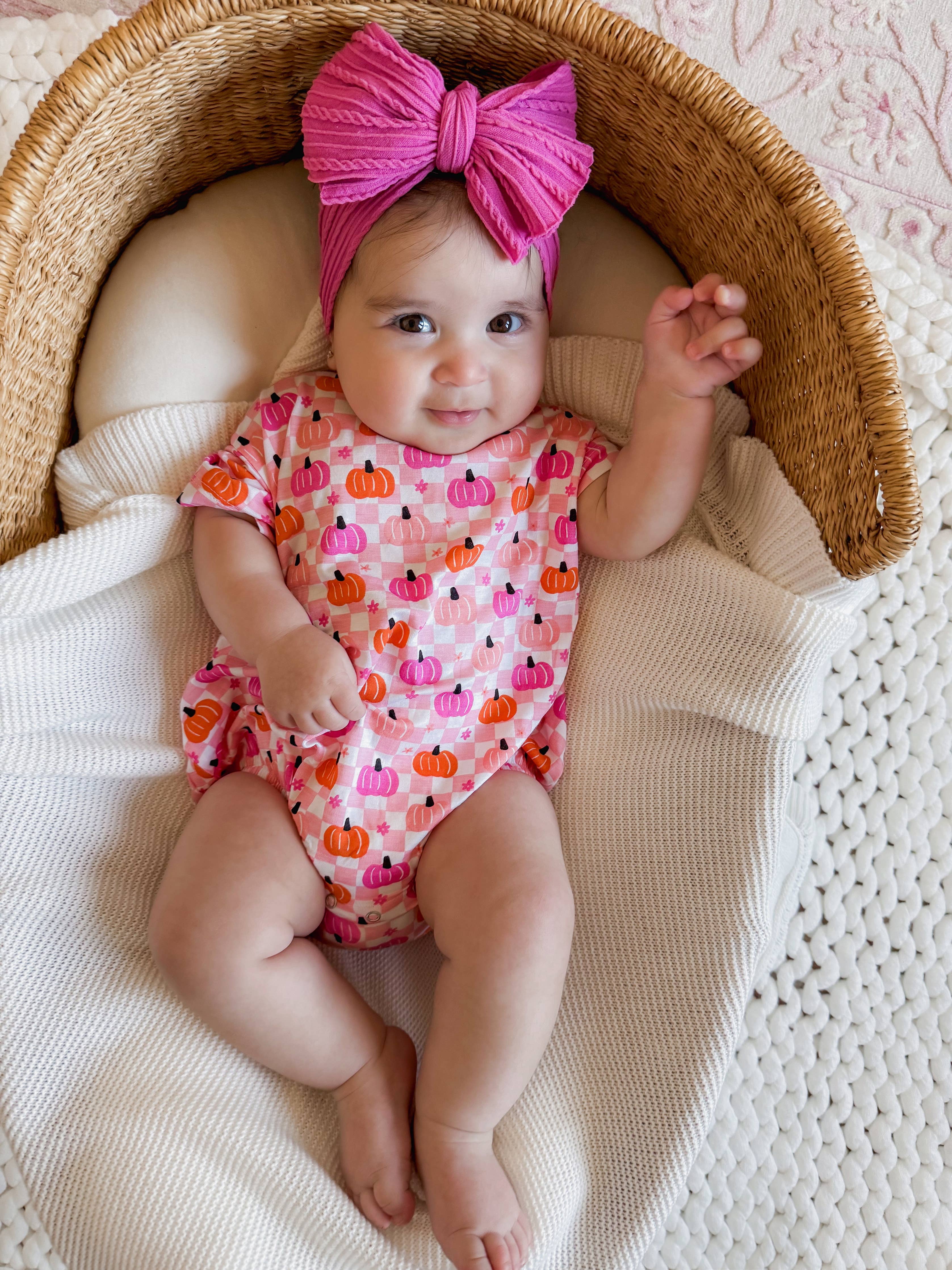 Bamboo T-Shirt Bubble, Pumpkin Checkerboard Pink