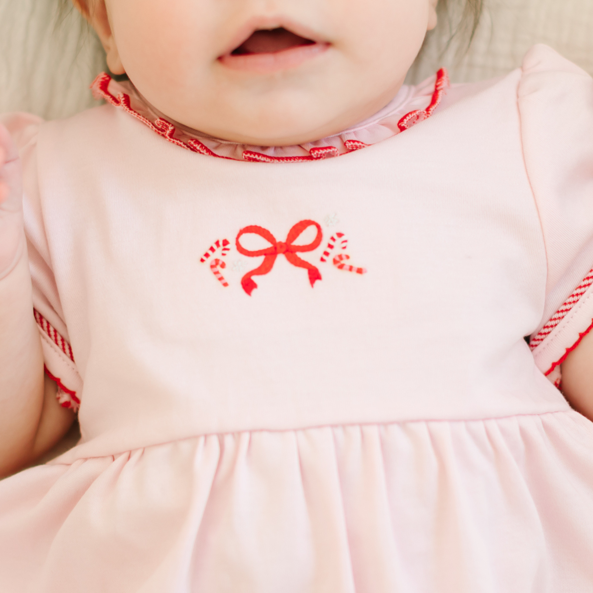 Candy Cane Lane Embroidered Short Sleeve Bubble