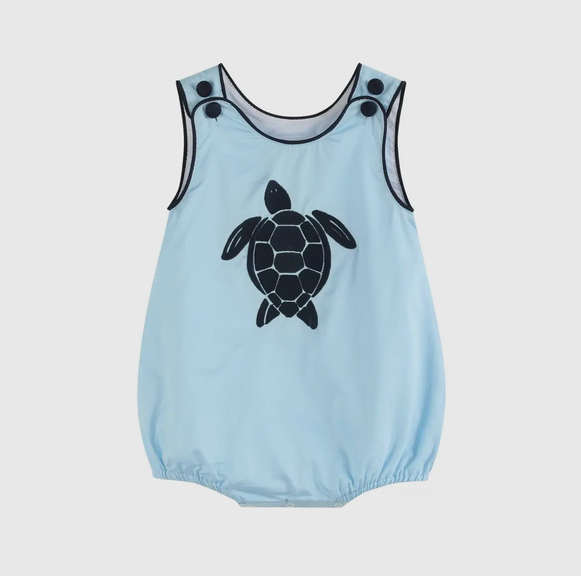 Blue Turtle Appliqué Bubble Romper Boy