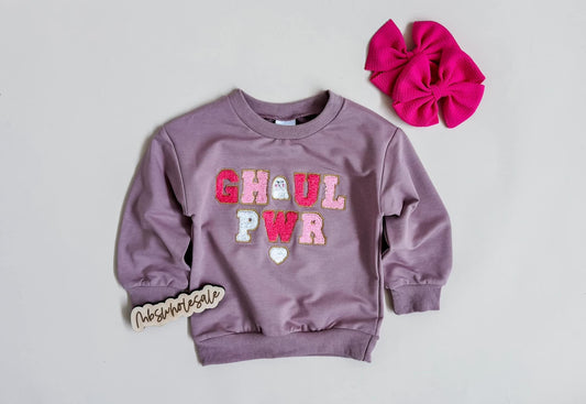 Chenille Ghoul Power Mauve Pullover