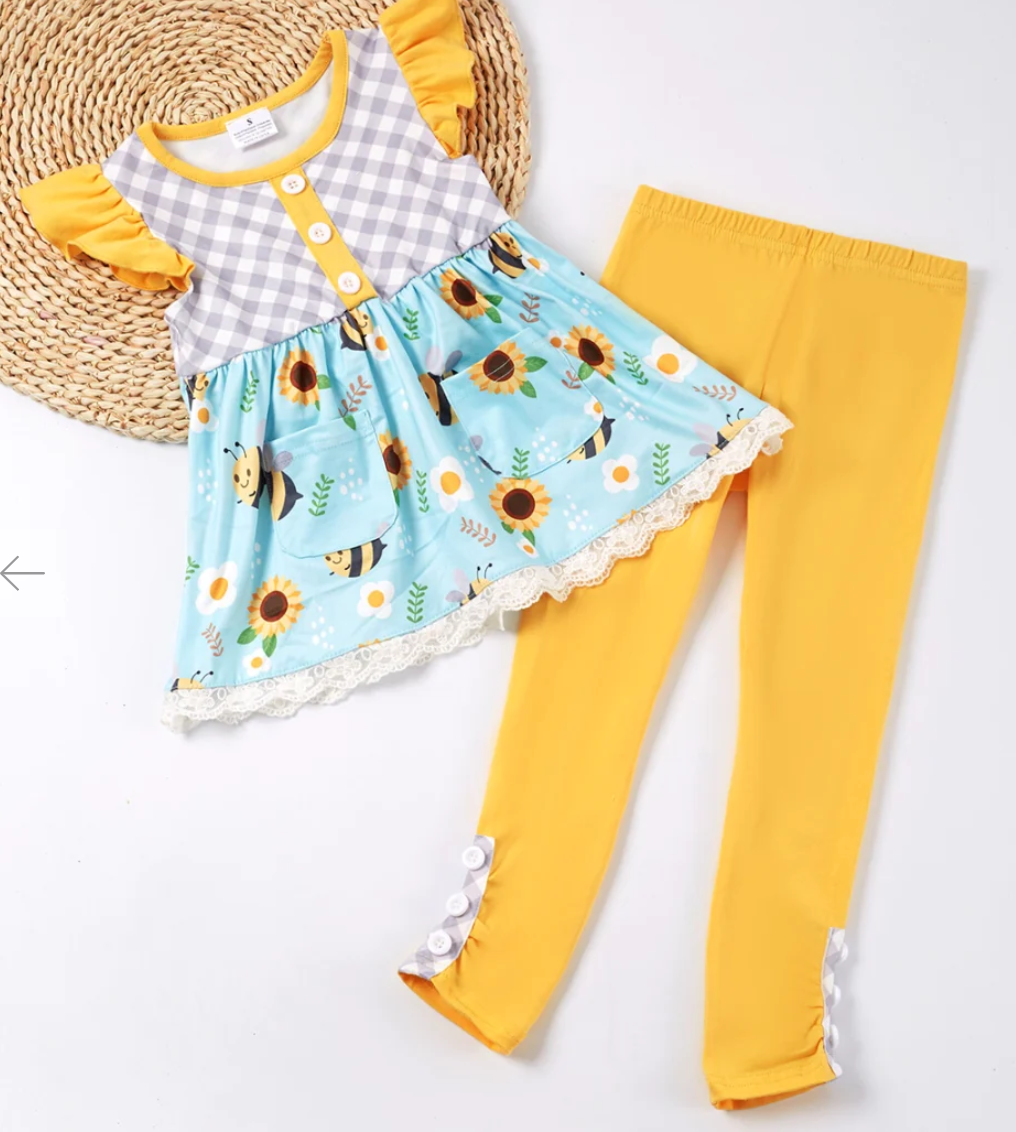 Busy Bee Outfit Girls 2pc