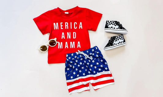 Merica & Mama Boy Tee 2PC Set