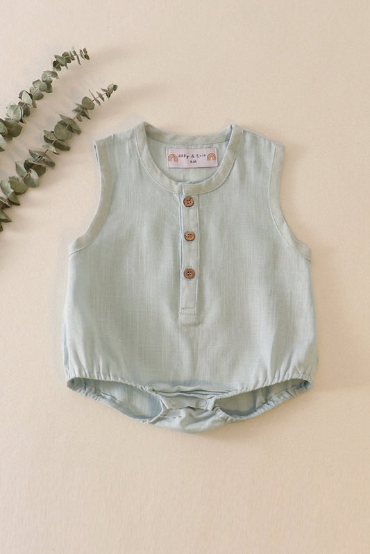 Mint Button Down Baby Bubble Boy