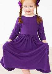 Purple Pocket Twirl Dress