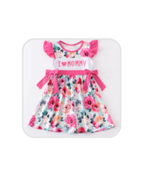 Pink I Love Mommy Floral Ruffle Dress