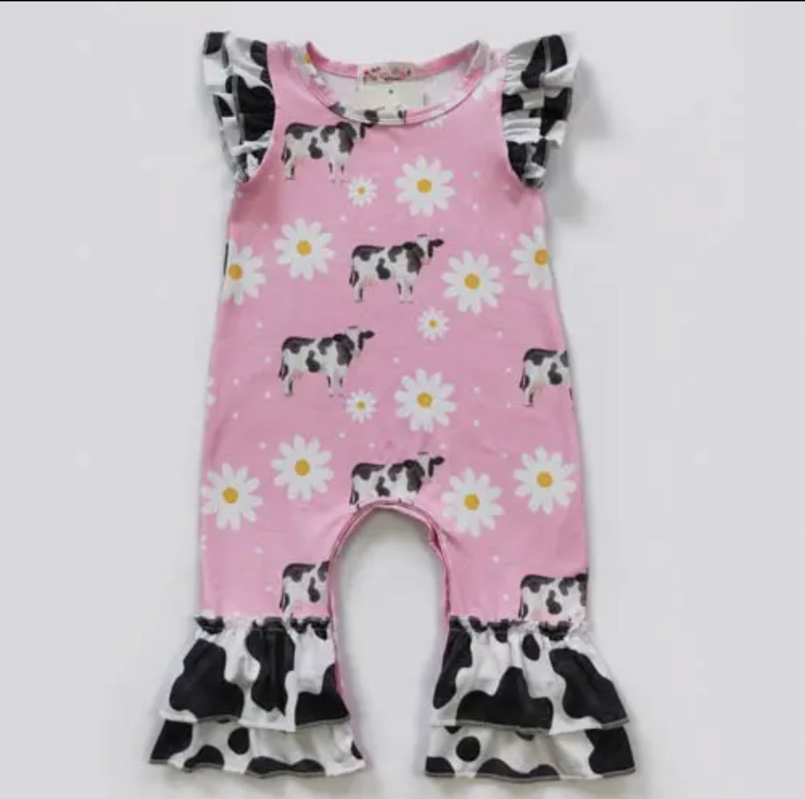 Pink Cow Baby Romper