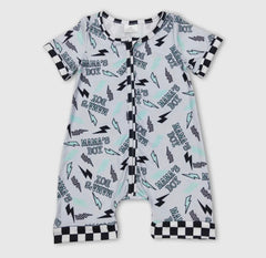 Short Sleeve Zipper Front Mama’s Boy Romper