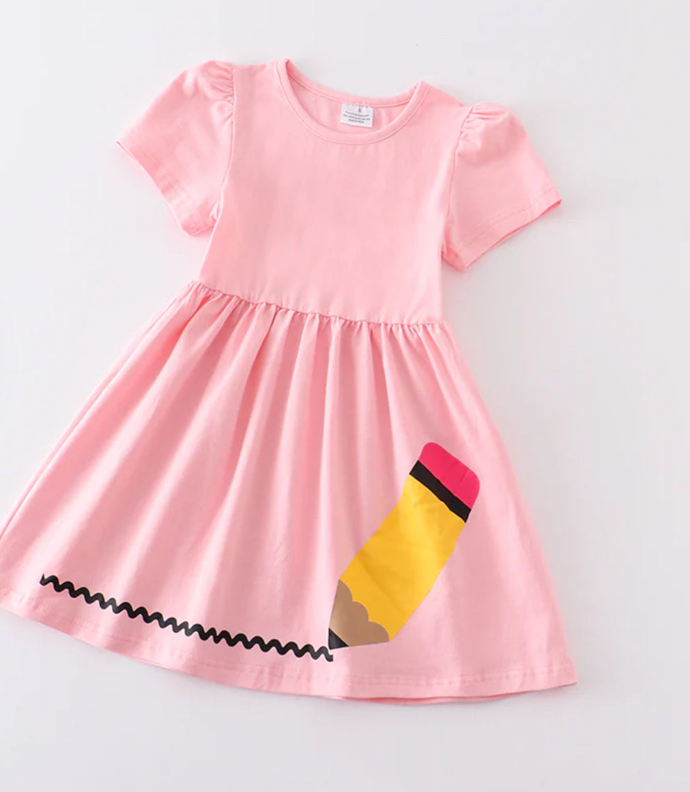 Girls Pink Pencil Cotton Dress