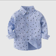 Blue Star Long Sleeve Button Down Boy Shirt