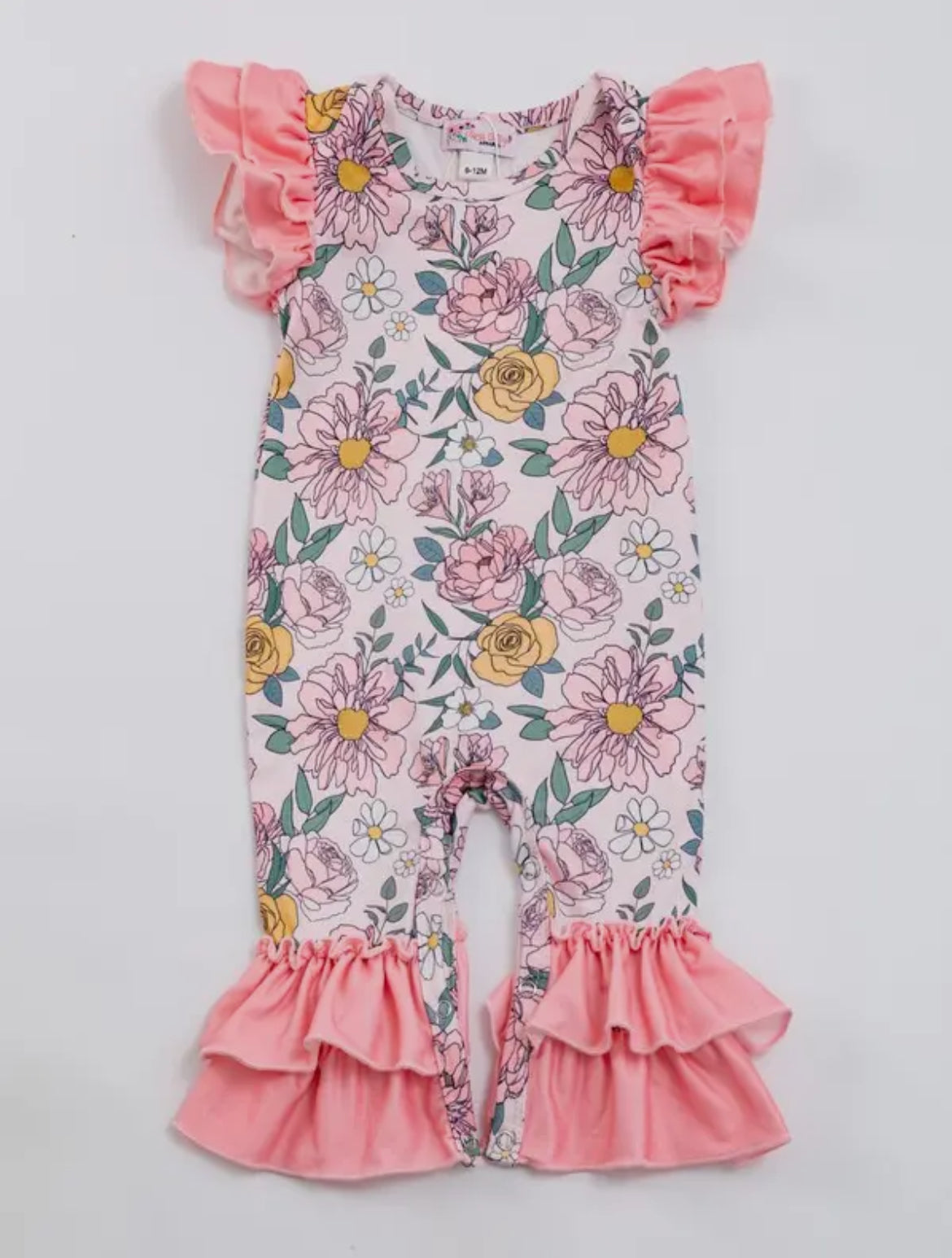 Coral Rose Baby Romper