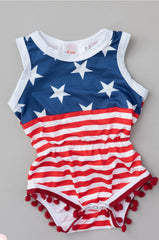 Patriotic Pom Pom Girl Romper