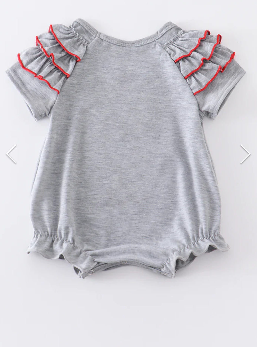 Grey Baseball Appliqué Ruffle Girl Bubble