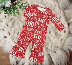 Christmas Ruffled Romper -Red Ho Ho Girl