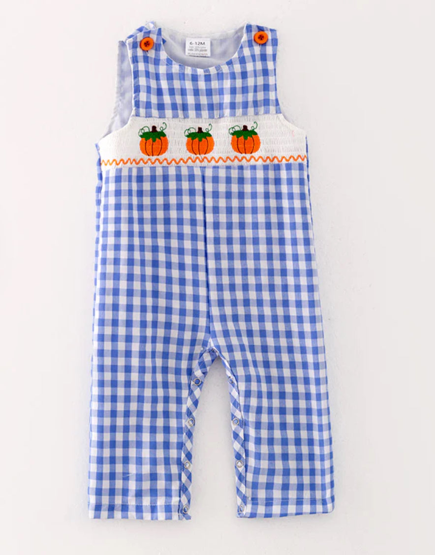 Boy Halloween Embroidered Pumpkin Romper