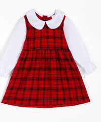 Girl Christmas Plaid Red Dress