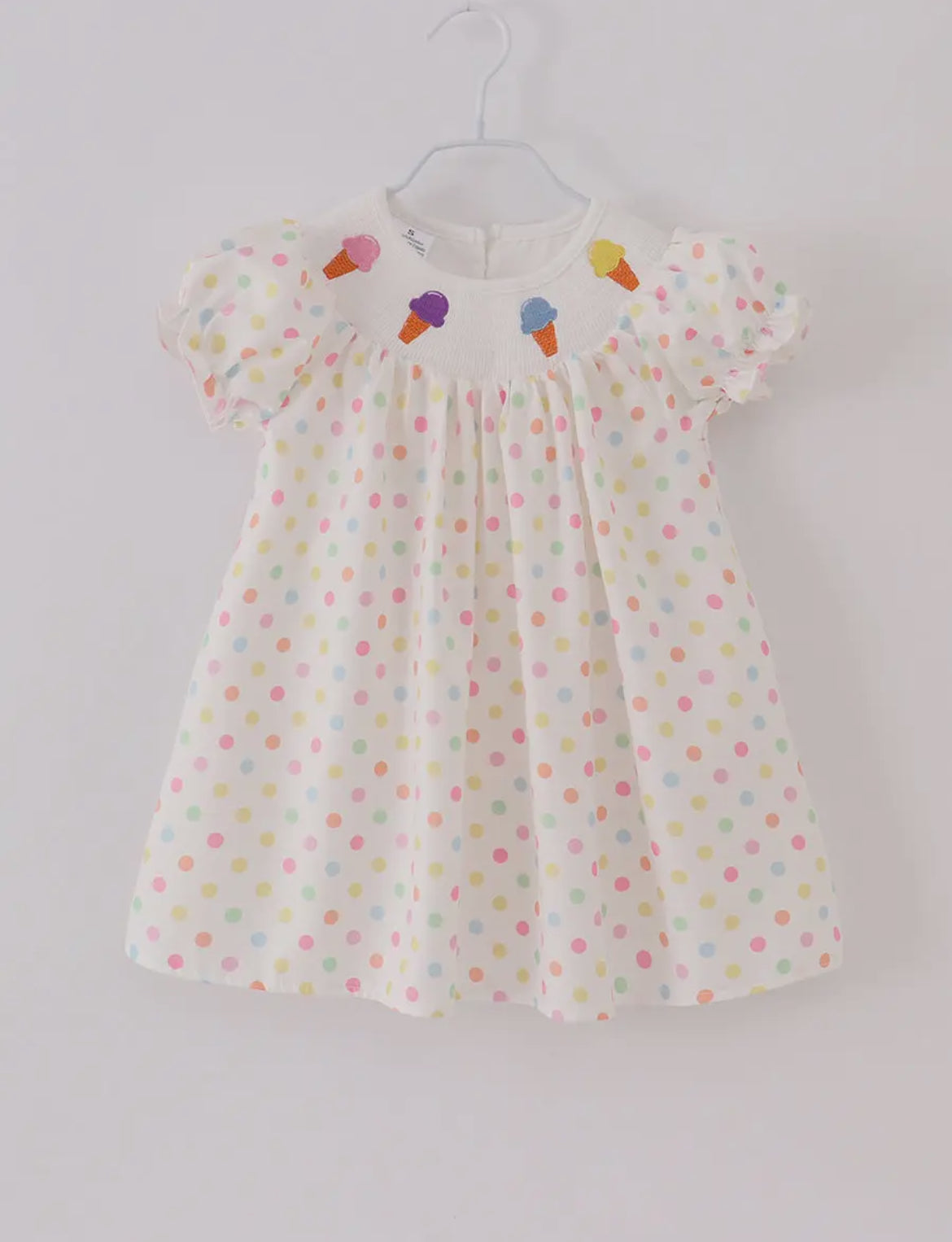 Polka Dots Ice Cream Ruffle Smocked Dress