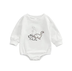 White Dino Romper-Baby Boy